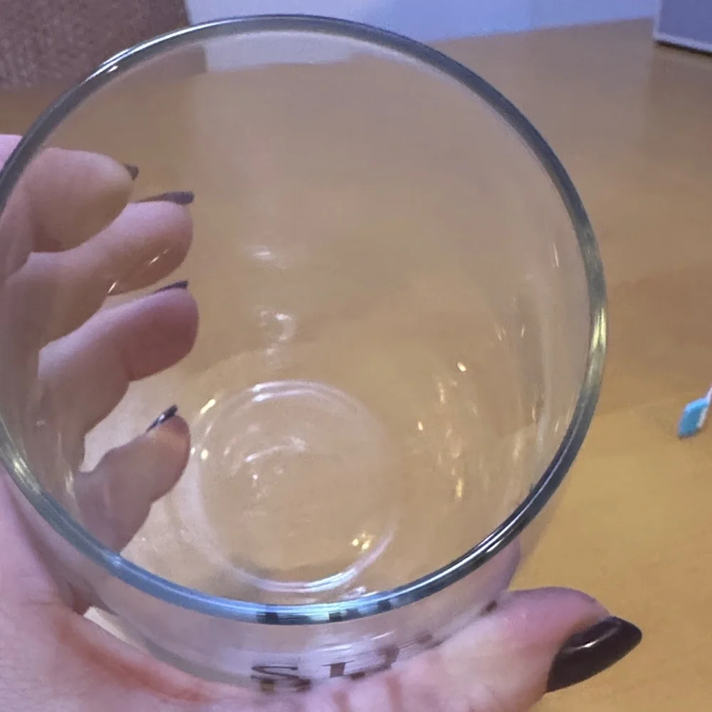Clear Glass with Black Text